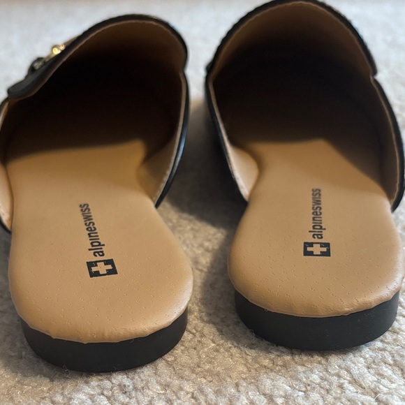 Alpine Swiss Black Mules with Silver Accent - Picture 3 of 4